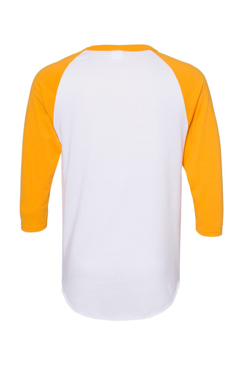 Augusta Sportswear 4420 Mens Raglan 3/4 Sleeve Crewneck T-Shirt White/Gold Flat Back