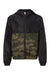 Independent Trading Co. EXP24YWZ Youth Full Zip Windbreaker Hooded Jacket Black/Forest Green Camo Flat Front