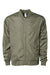 Independent Trading Co. EXP52BMR Mens Full Zip Bomber Jacket Army Green Flat Front