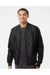 Independent Trading Co. EXP52BMR Mens Full Zip Bomber Jacket Black Model Front