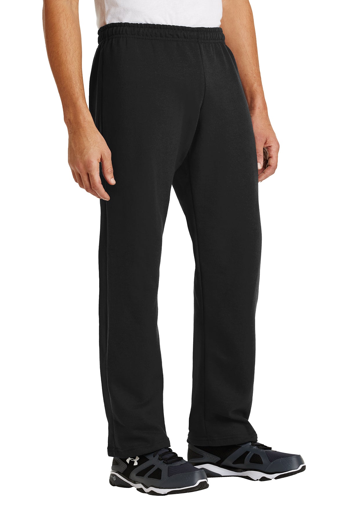 Gildan 18400 Mens Heavy Blend Open Bottom Sweatpants Black Model 3Q