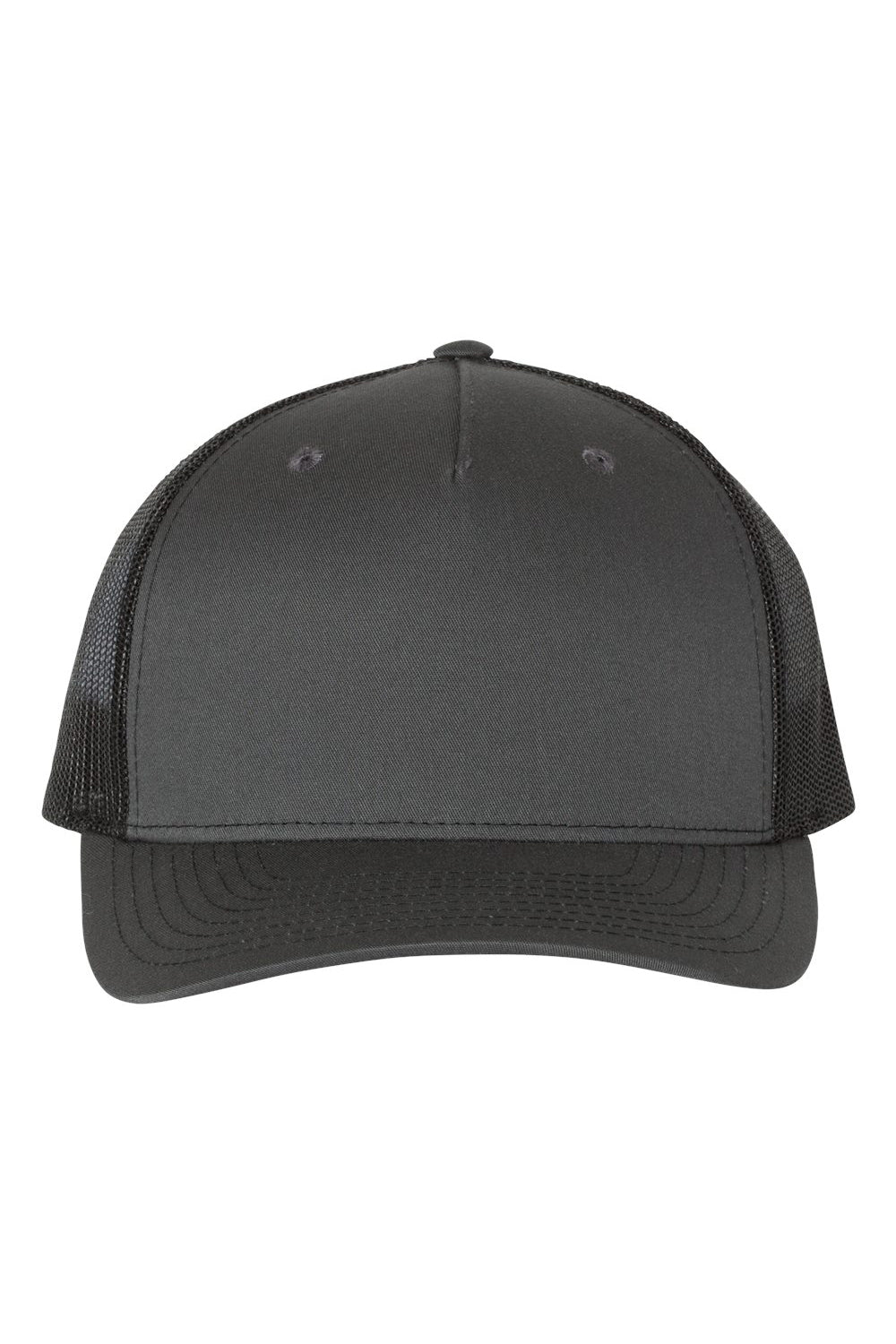 Richardson 112FP Mens 5 Trucker Hat Charcoal Grey/Black Flat Front