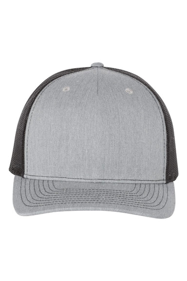 Richardson 112FP Mens 5 Trucker Hat Heather Grey/Black Flat Front