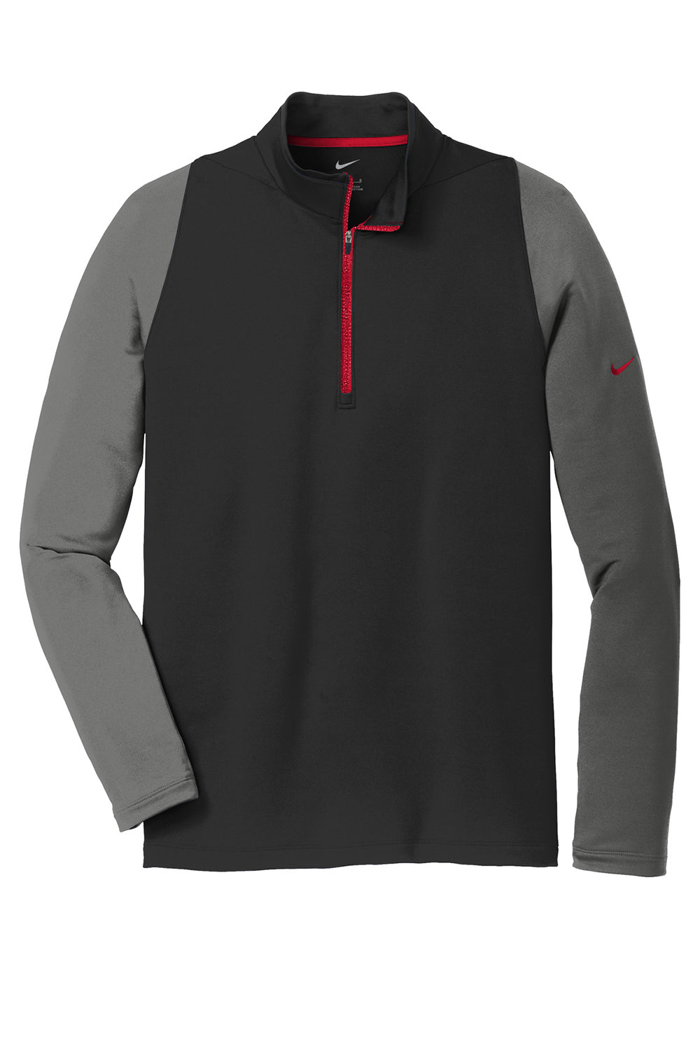 Nike 779795 Mens Dri-Fit Moisture Wicking 1/4 Zip Sweatshirt Black/Dark Grey Flat Front