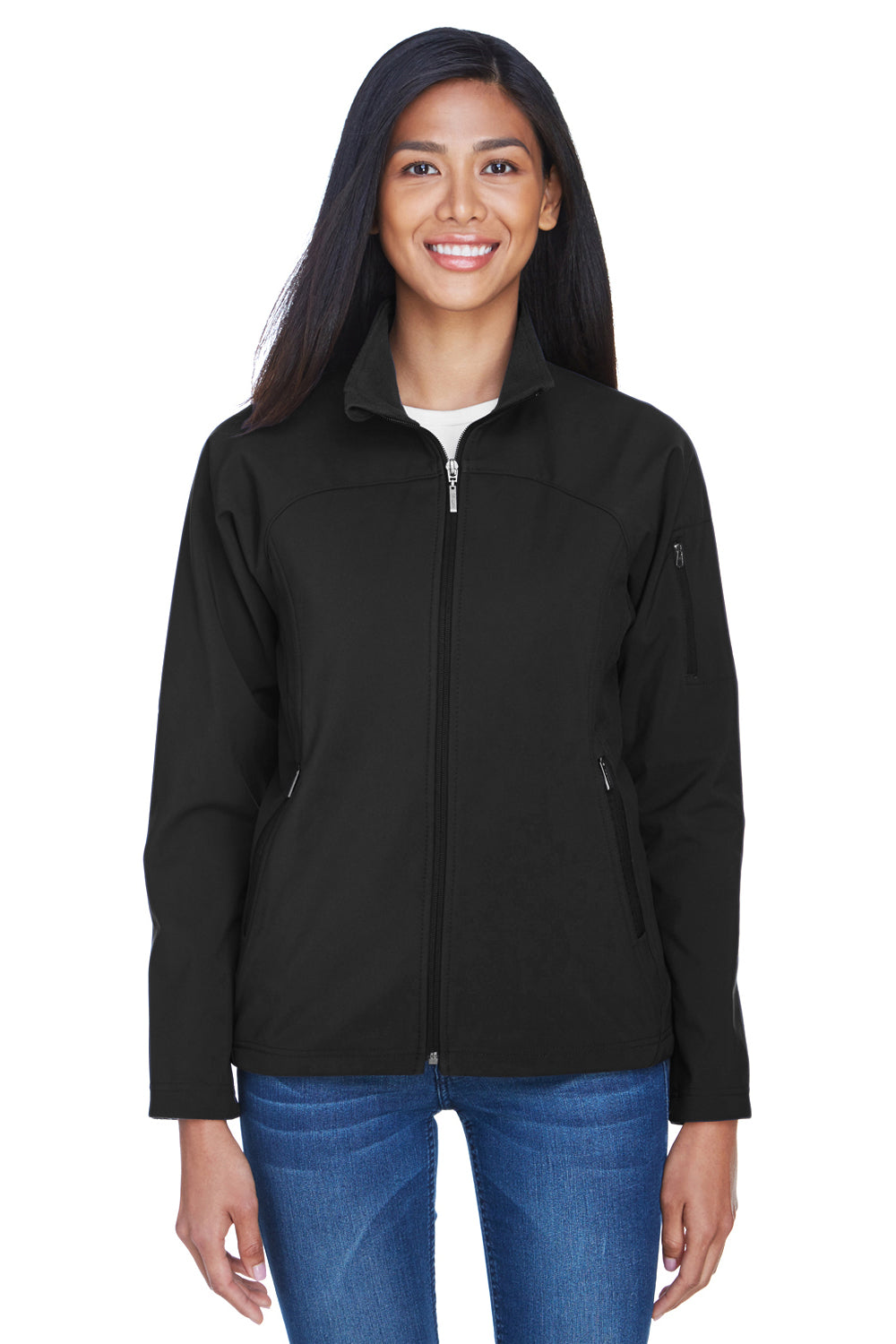 North End 78034 Womens Performance Water Resistant Full Zip Jacket Black Model Front