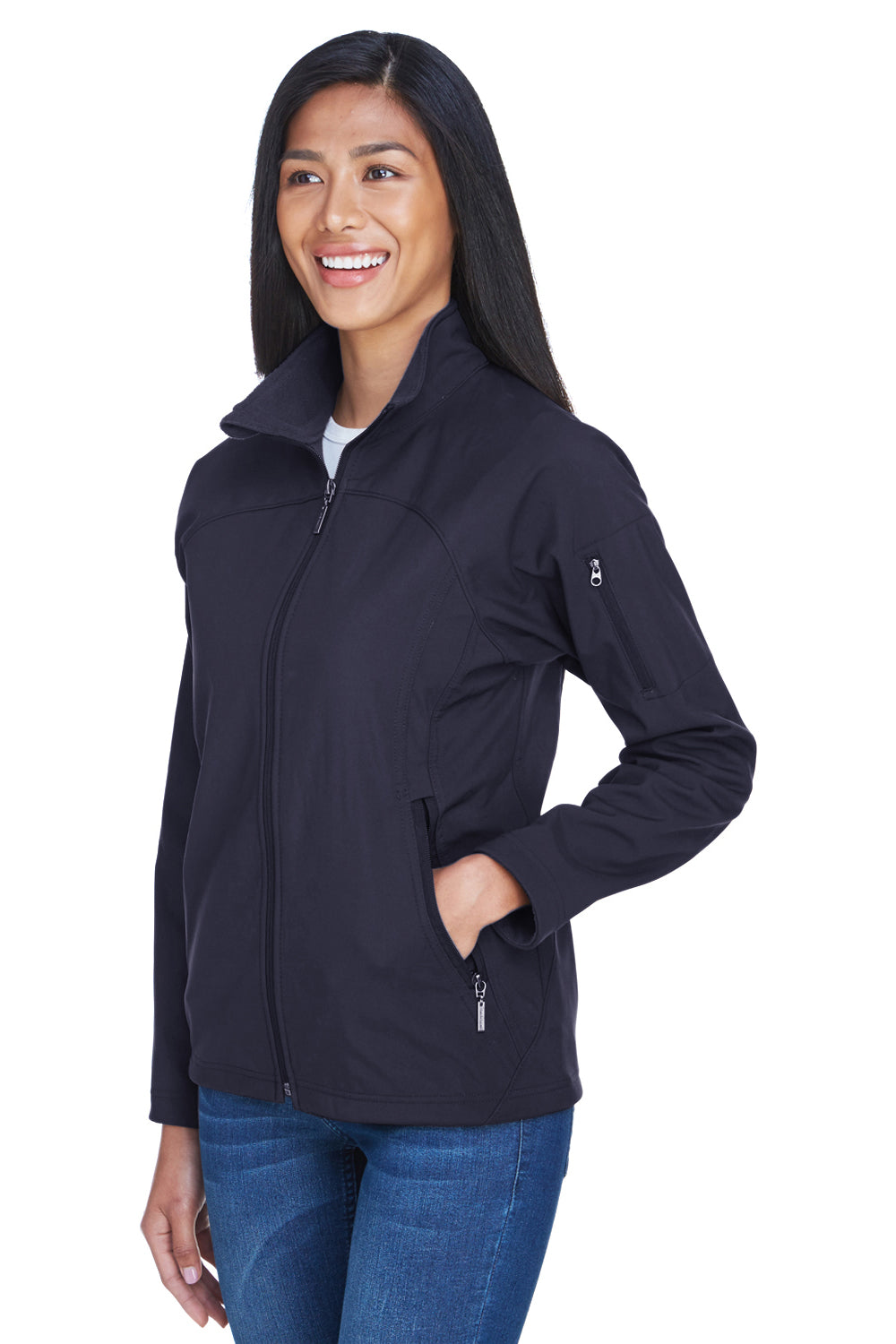 North End 78034 Womens Performance Water Resistant Full Zip Jacket Midnight Navy Blue Model 3q