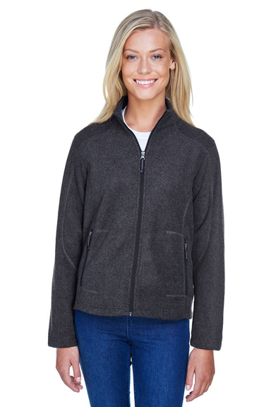 North End 78172 Womens Voyage Pill Resistant Fleece Full Zip Jacket Heather Charcoal Grey Model Front