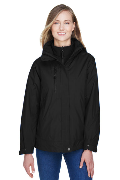 North End 78178 Womens Caprice 3-in-1 Waterproof Full Zip Hooded Jacket Black Model Front