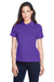 Core 365 78181 Womens Origin Performance Moisture Wicking Short Sleeve Polo Shirt Campus Purple Model Front