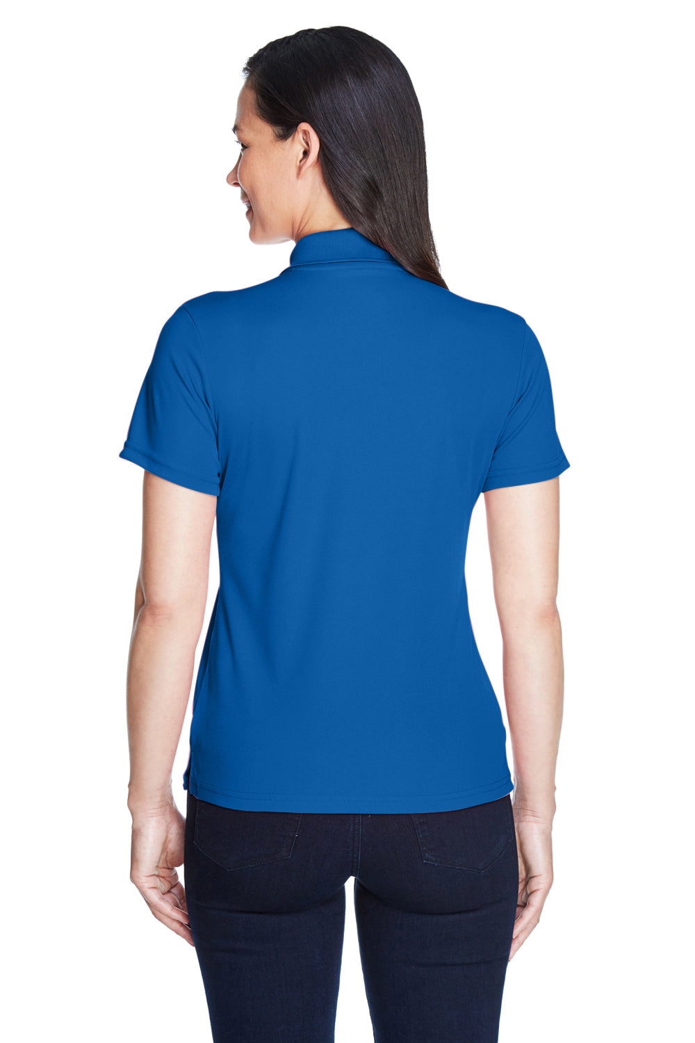 Core 365 78181 Womens Origin Performance Moisture Wicking Short Sleeve Polo Shirt True Royal Blue Model Back