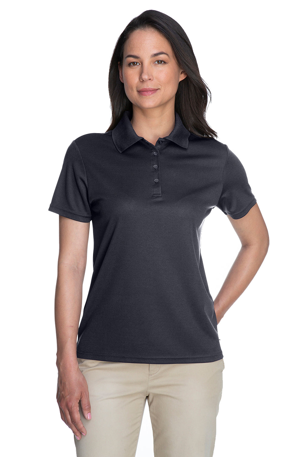 Core 365 78181 Womens Origin Performance Moisture Wicking Short Sleeve Polo Shirt Carbon Grey Model Front