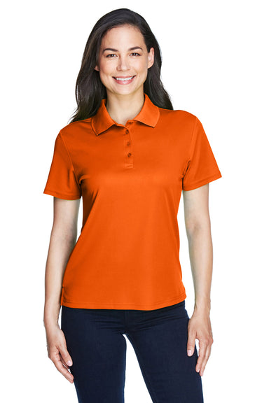 Core 365 78181 Womens Origin Performance Moisture Wicking Short Sleeve Polo Shirt Campus Orange Model Front