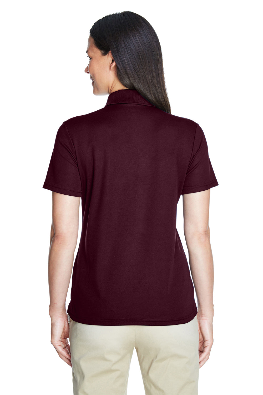 Core 365 78181 Womens Origin Performance Moisture Wicking Short Sleeve Polo Shirt Burgundy Model Back