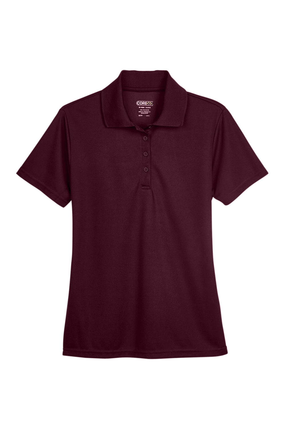 Core 365 78181 Womens Origin Performance Moisture Wicking Short Sleeve Polo Shirt Burgundy Flat Front