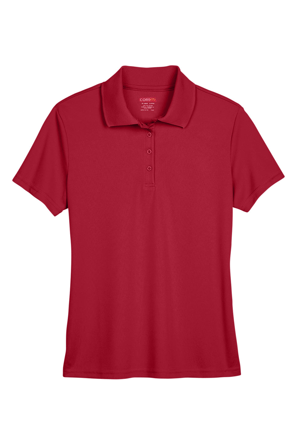 Core 365 78181 Womens Origin Performance Moisture Wicking Short Sleeve Polo Shirt Classic Red Flat Front