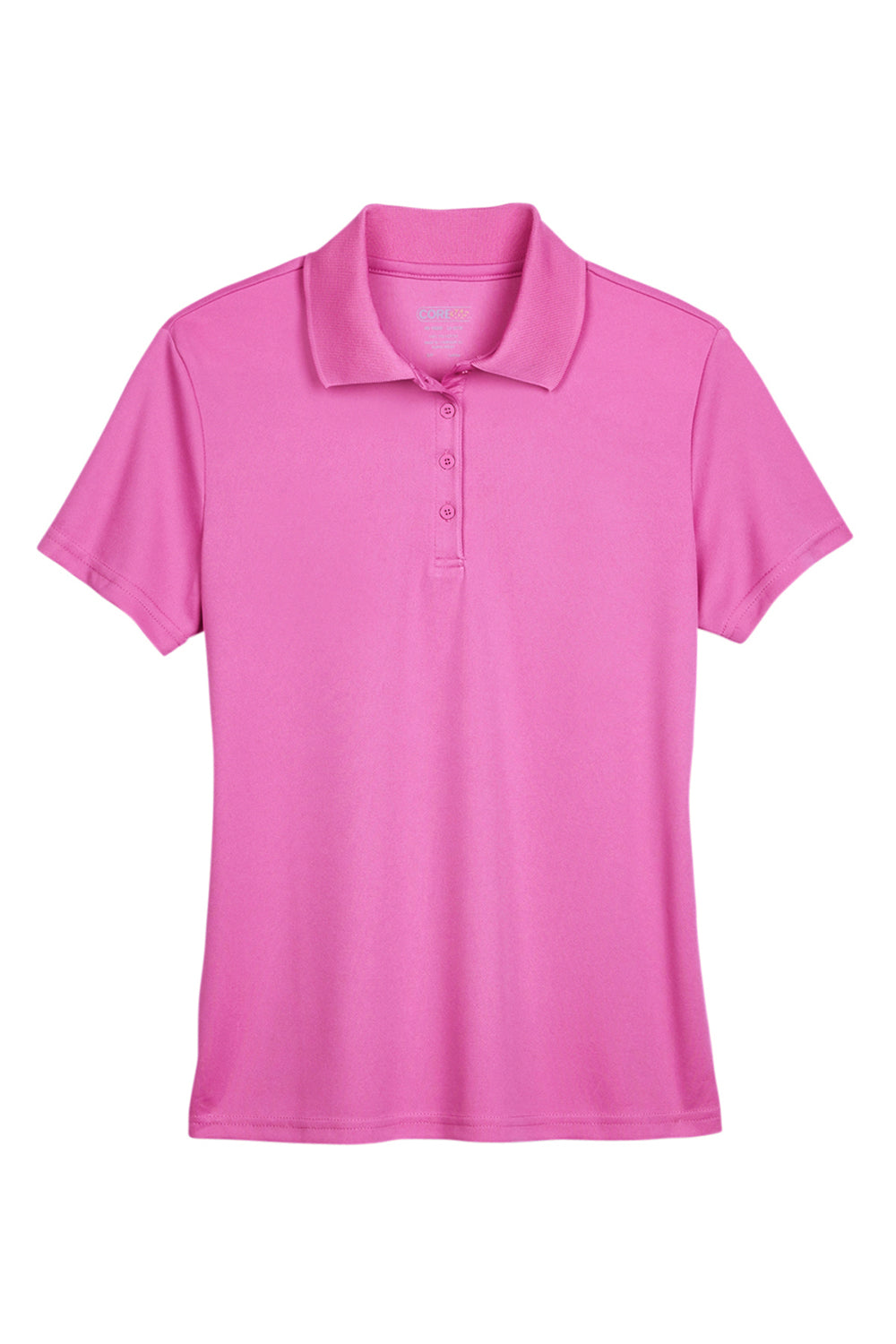 Core 365 78181 Womens Origin Performance Moisture Wicking Short Sleeve Polo Shirt Charity Pink Flat Front