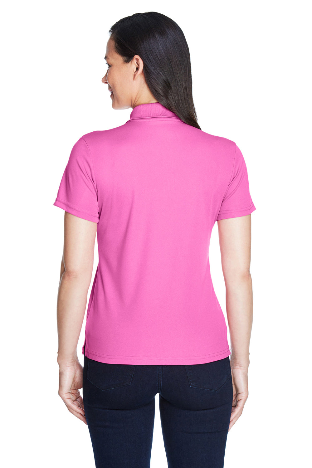 Core 365 78181 Womens Origin Performance Moisture Wicking Short Sleeve Polo Shirt Charity Pink Model Back