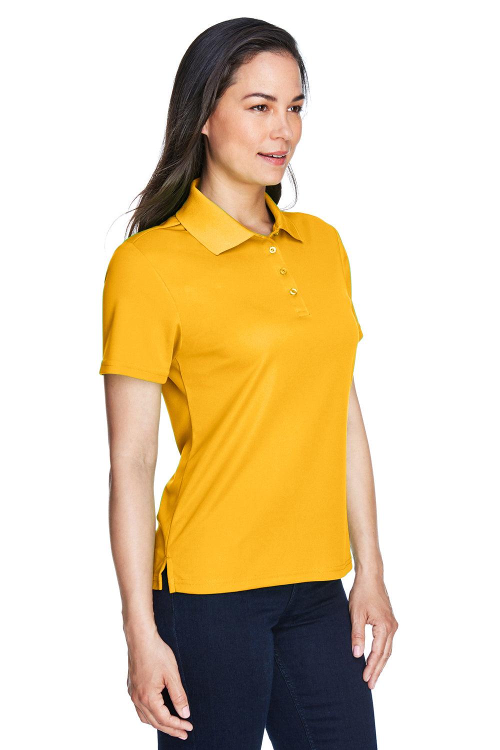 Core 365 78181 Womens Origin Performance Moisture Wicking Short Sleeve Polo Shirt Campus Gold Model 3q