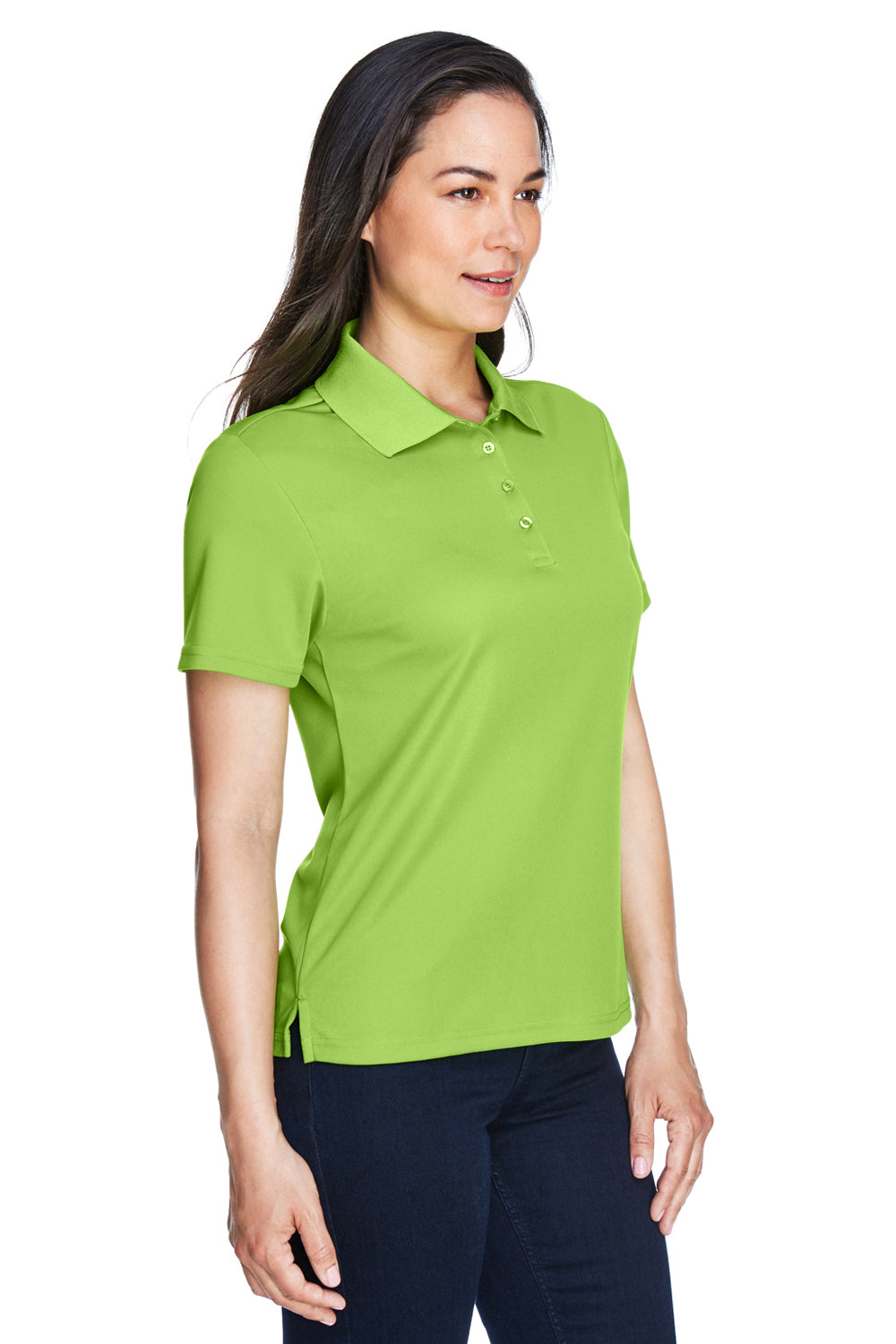 Core 365 78181 Womens Origin Performance Moisture Wicking Short Sleeve Polo Shirt Acid Green Model 3q