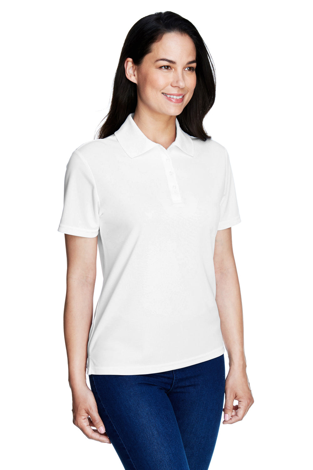 Core 365 78181 Womens Origin Performance Moisture Wicking Short Sleeve Polo Shirt White Model 3q