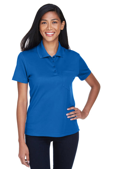 Core 365 78181P Womens Origin Performance Moisture Wicking Short Sleeve Polo Shirt w/ Pocket True Royal Blue Model Front