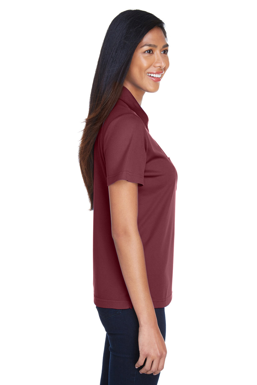 Core 365 78181P Womens Origin Performance Moisture Wicking Short Sleeve Polo Shirt w/ Pocket Burgundy Model Side