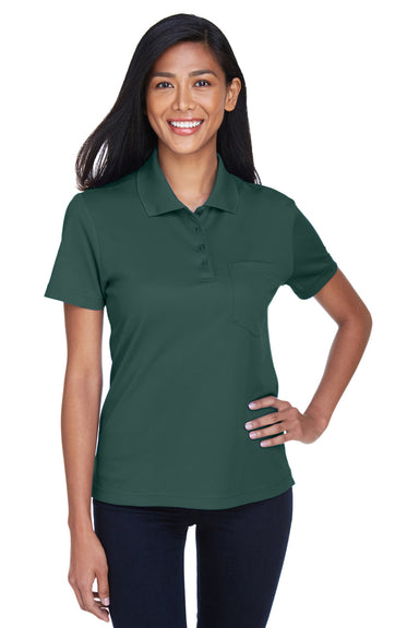 Core 365 78181P Womens Origin Performance Moisture Wicking Short Sleeve Polo Shirt w/ Pocket Forest Green Model Front