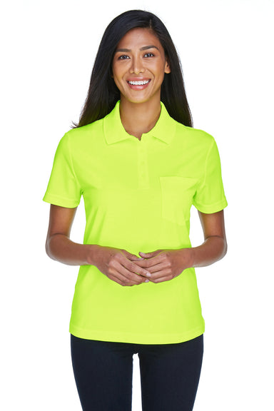 Core 365 78181P Womens Origin Performance Moisture Wicking Short Sleeve Polo Shirt w/ Pocket Safety Yellow Model Front