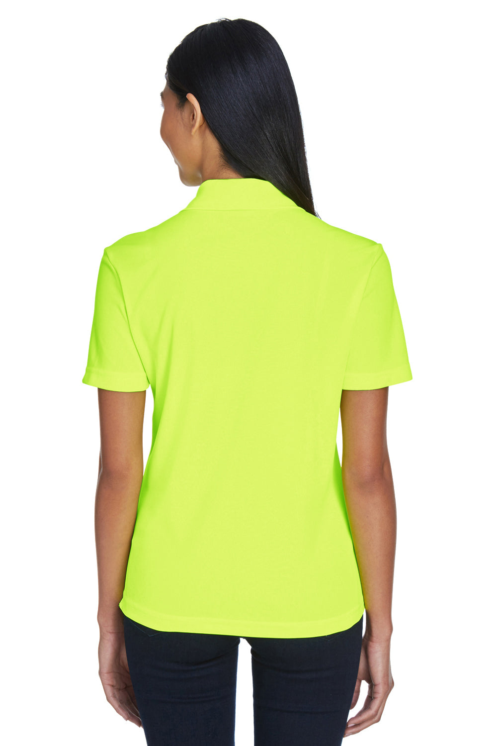 Core 365 78181P Womens Origin Performance Moisture Wicking Short Sleeve Polo Shirt w/ Pocket Safety Yellow Model Back