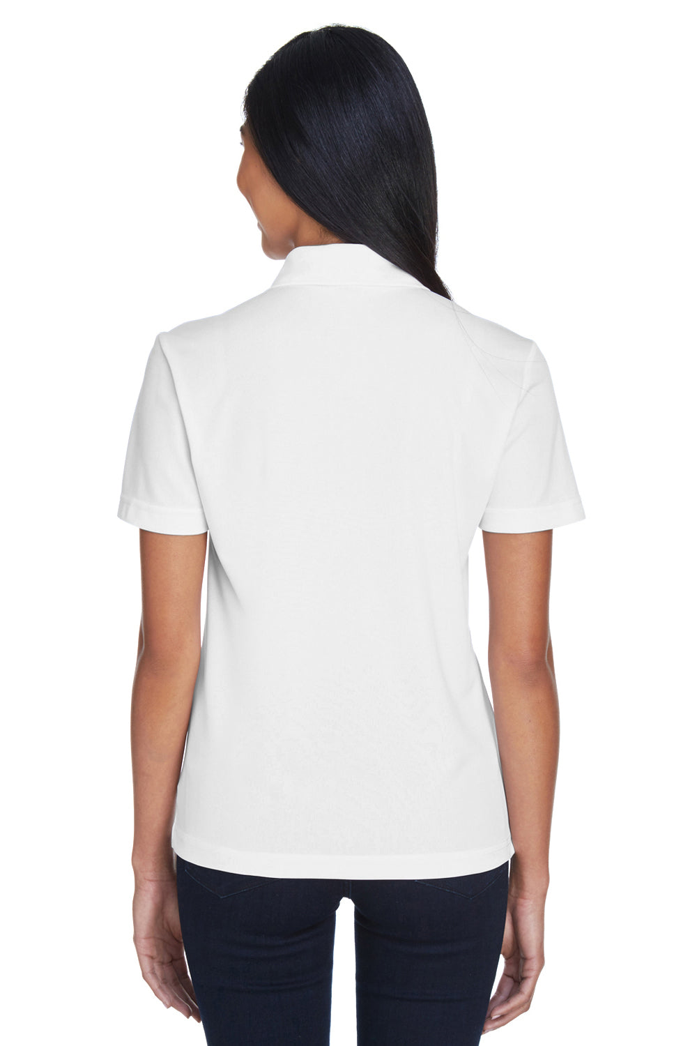 Core 365 78181P Womens Origin Performance Moisture Wicking Short Sleeve Polo Shirt w/ Pocket White Model Back