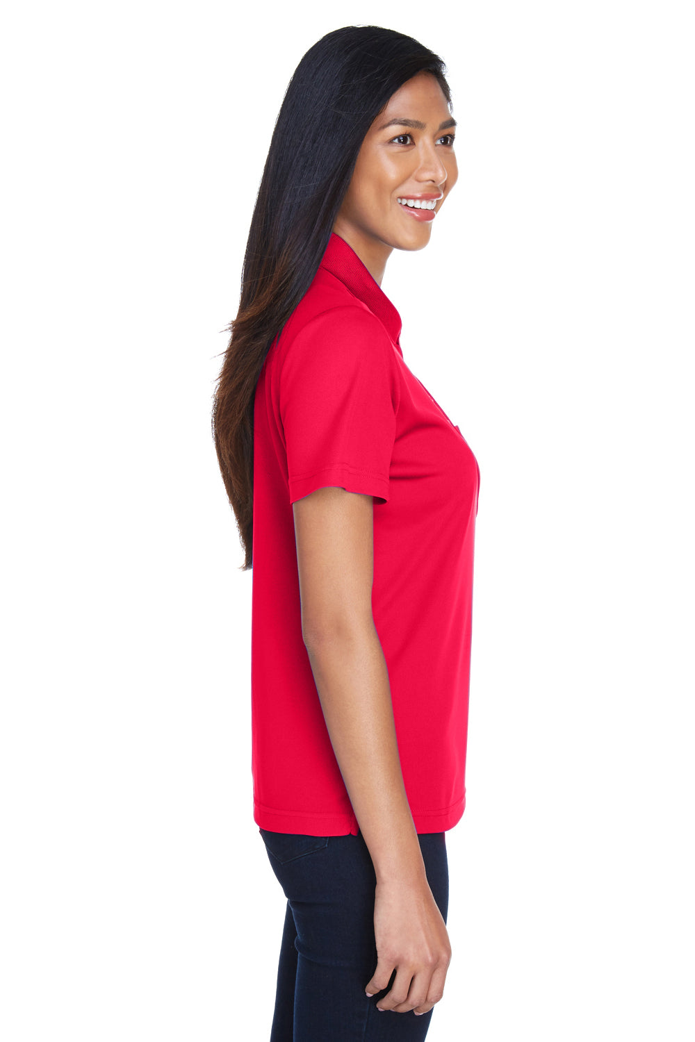 Core 365 78181P Womens Origin Performance Moisture Wicking Short Sleeve Polo Shirt w/ Pocket Classic Red Model Side