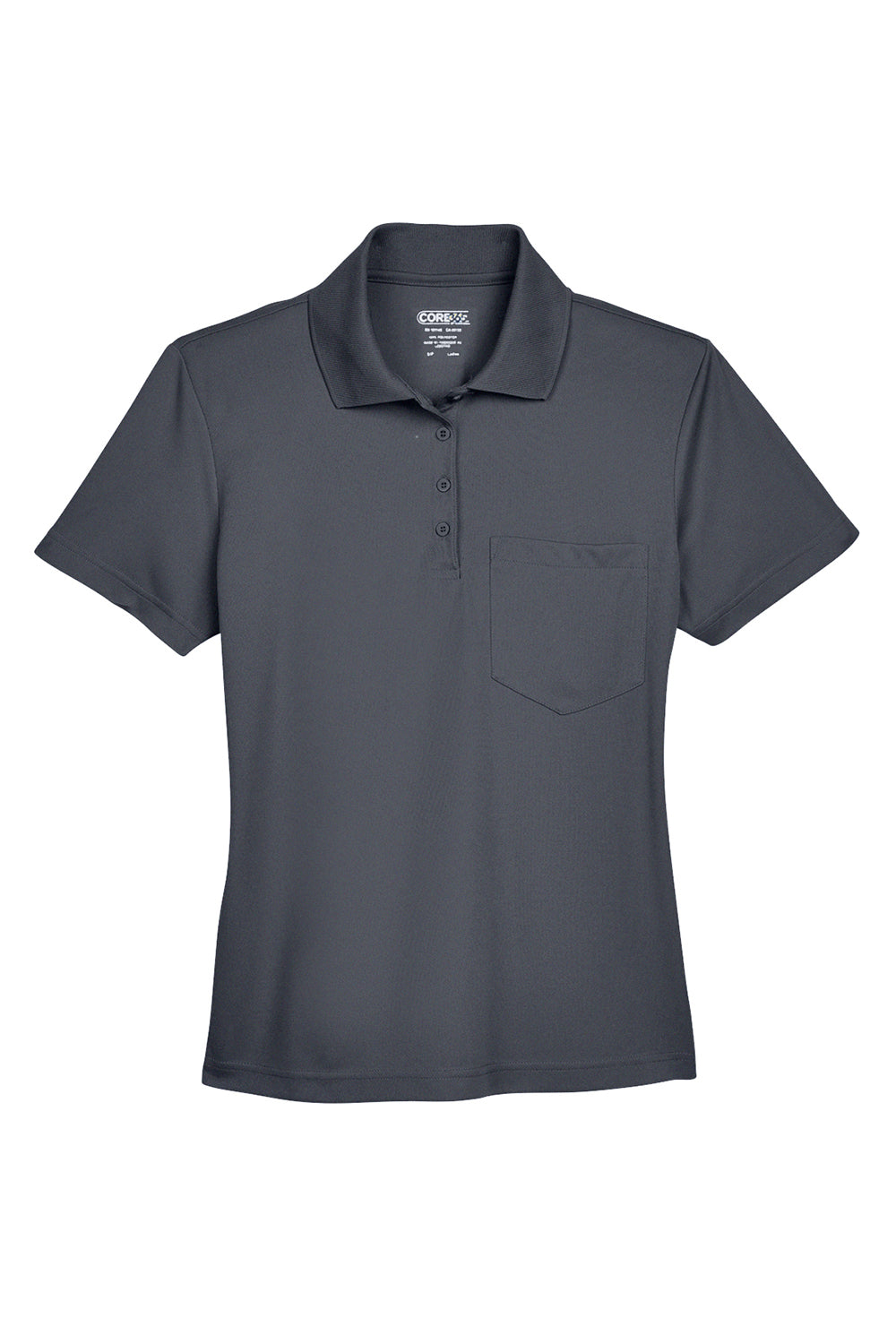 Core 365 78181P Womens Origin Performance Moisture Wicking Short Sleeve Polo Shirt w/ Pocket Carbon Grey Flat Front