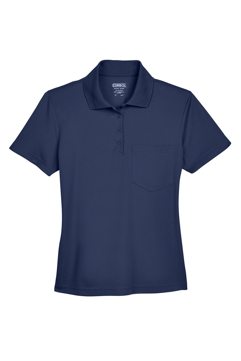 Core 365 78181P Womens Origin Performance Moisture Wicking Short Sleeve Polo Shirt w/ Pocket Classic Navy Blue Flat Front