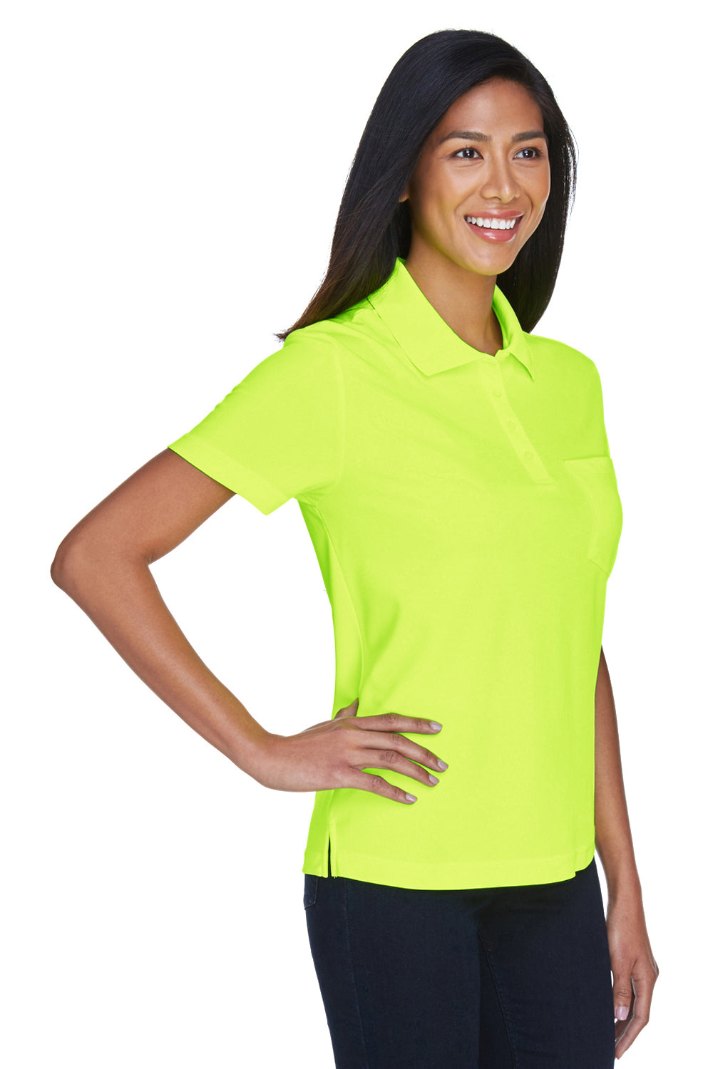 Core 365 78181P Womens Origin Performance Moisture Wicking Short Sleeve Polo Shirt w/ Pocket Safety Yellow Model 3q