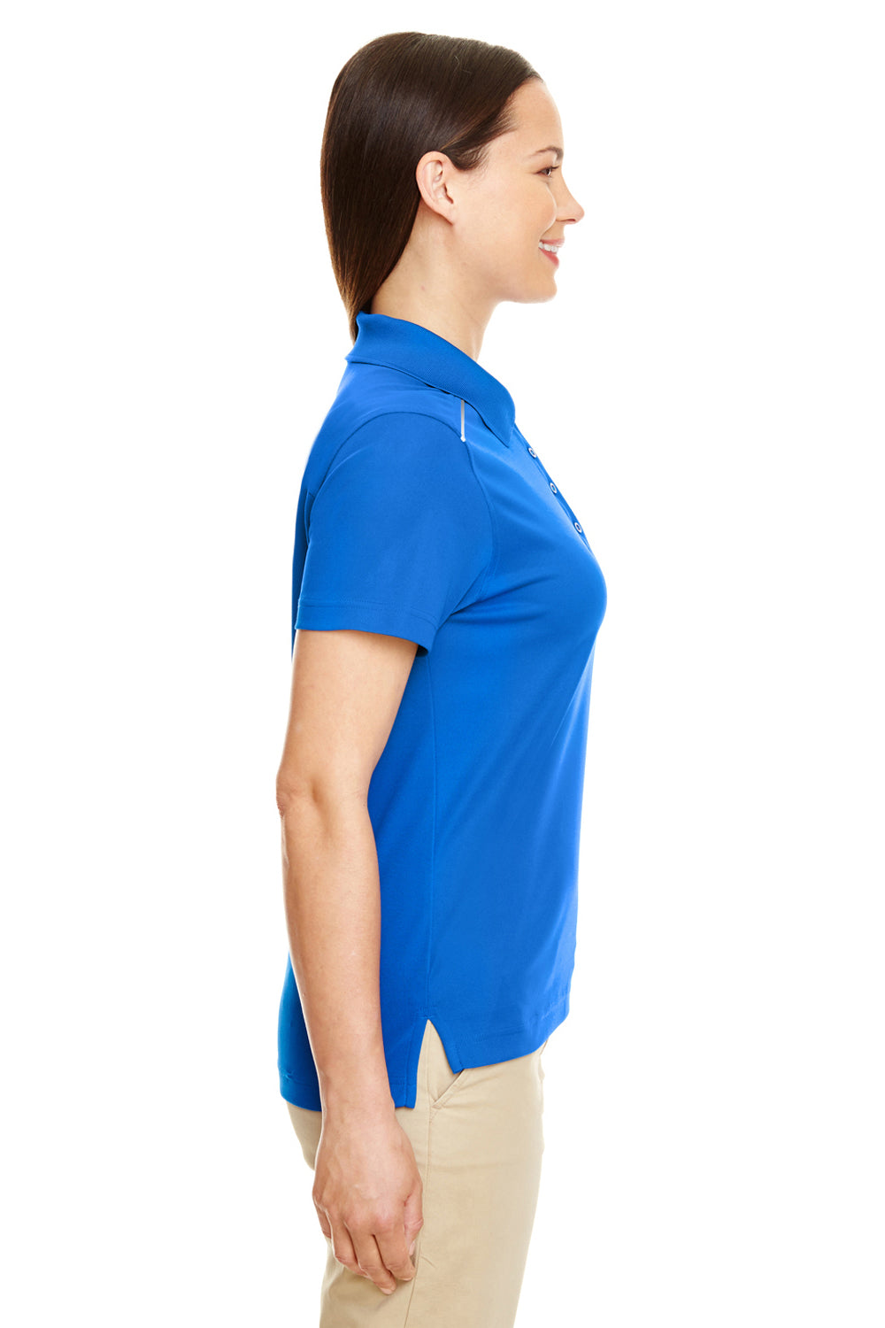 Core 365 78181R Womens Radiant Performance Moisture Wicking Short Sleeve Polo Shirt True Royal Blue Model Side