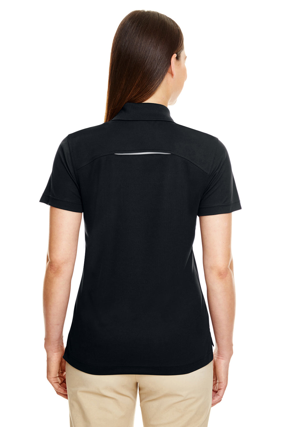 Core 365 78181R Womens Radiant Performance Moisture Wicking Short Sleeve Polo Shirt Black Model Back