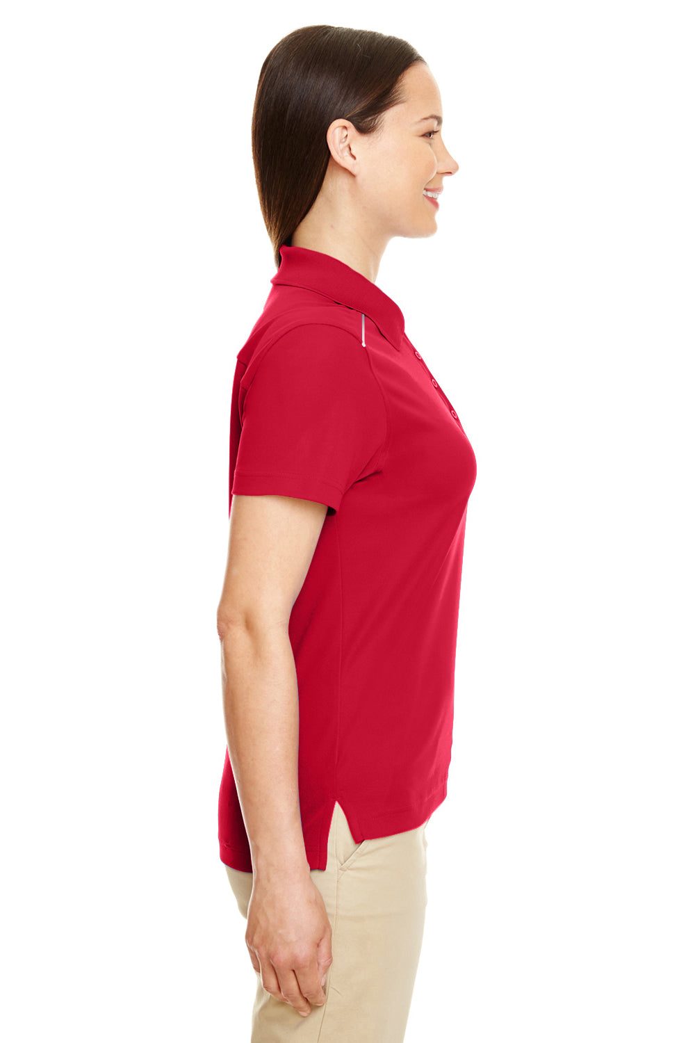 Core 365 78181R Womens Radiant Performance Moisture Wicking Short Sleeve Polo Shirt Classic Red Model Side