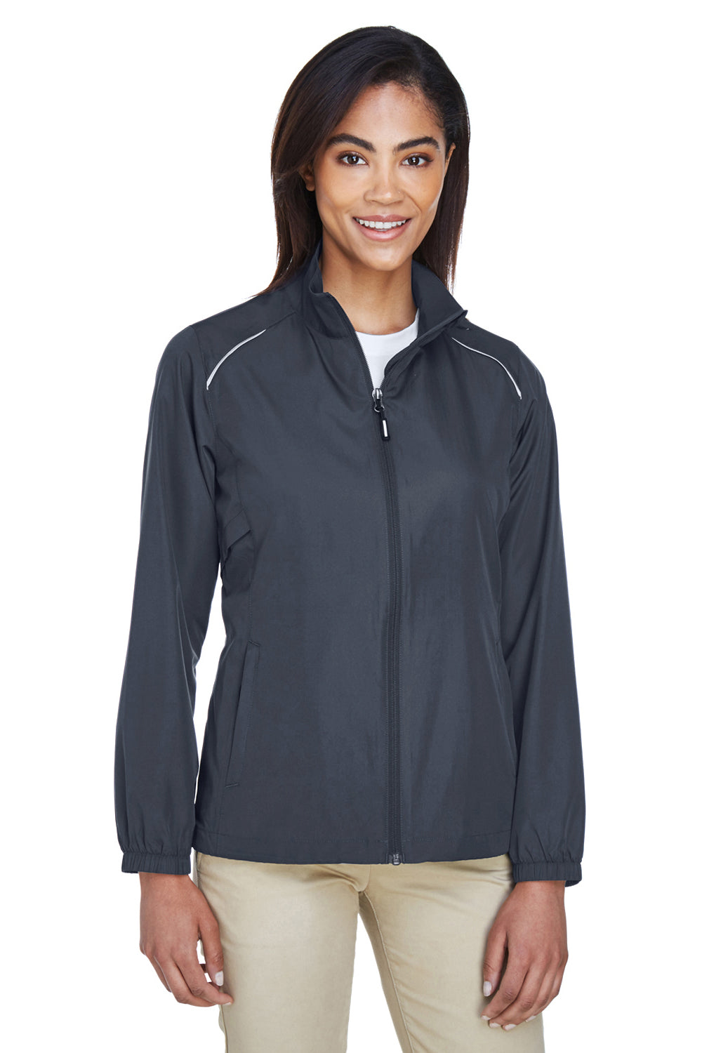 Core 365 78183 Womens Motivate Water Resistant Full Zip Jacket Carbon Grey Model Front