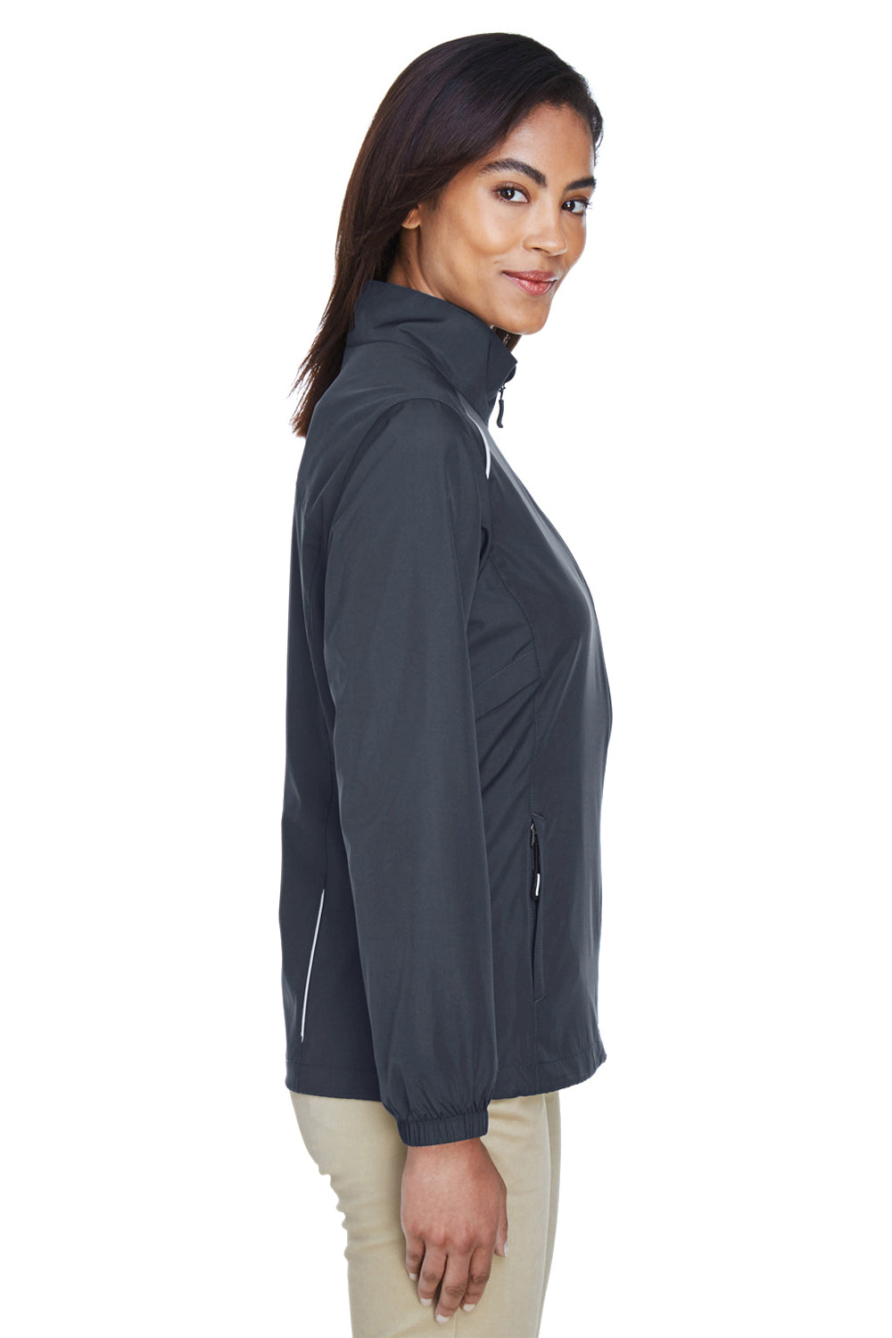 Core 365 78183 Womens Motivate Water Resistant Full Zip Jacket Carbon Grey Model Side