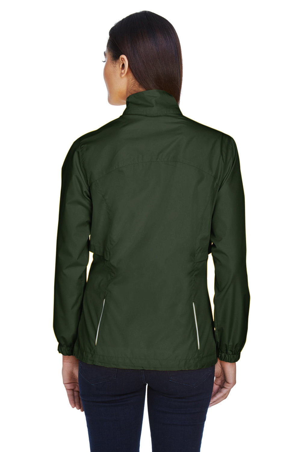 Core 365 78183 Womens Motivate Water Resistant Full Zip Jacket Forest Green Model Back