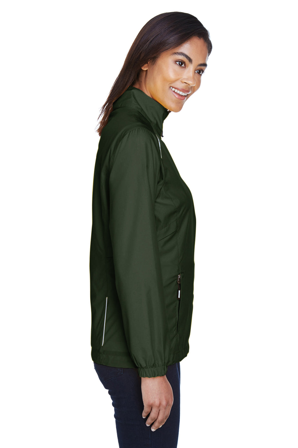 Core 365 78183 Womens Motivate Water Resistant Full Zip Jacket Forest Green Model Side