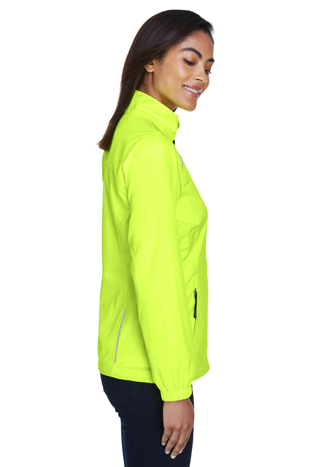 Core 365 78183 Womens Motivate Water Resistant Full Zip Jacket Safety Yellow Model Side