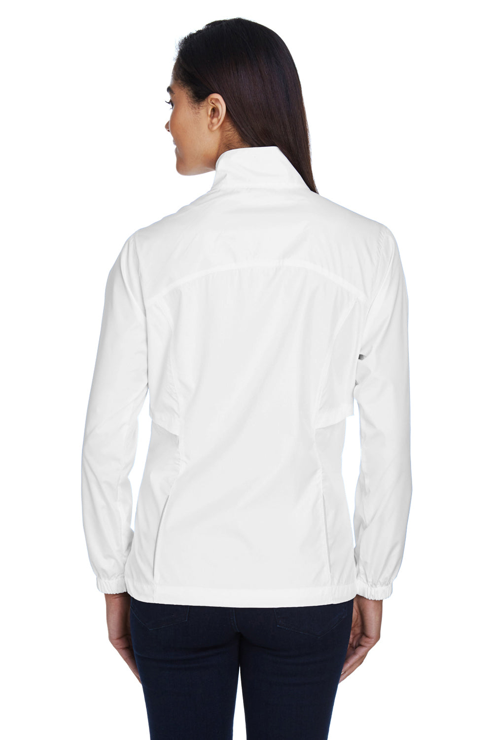 Core 365 78183 Womens Motivate Water Resistant Full Zip Jacket White Model Back