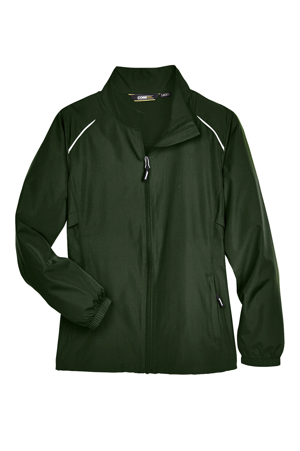 Core 365 78183 Womens Motivate Water Resistant Full Zip Jacket Forest Green Flat Front