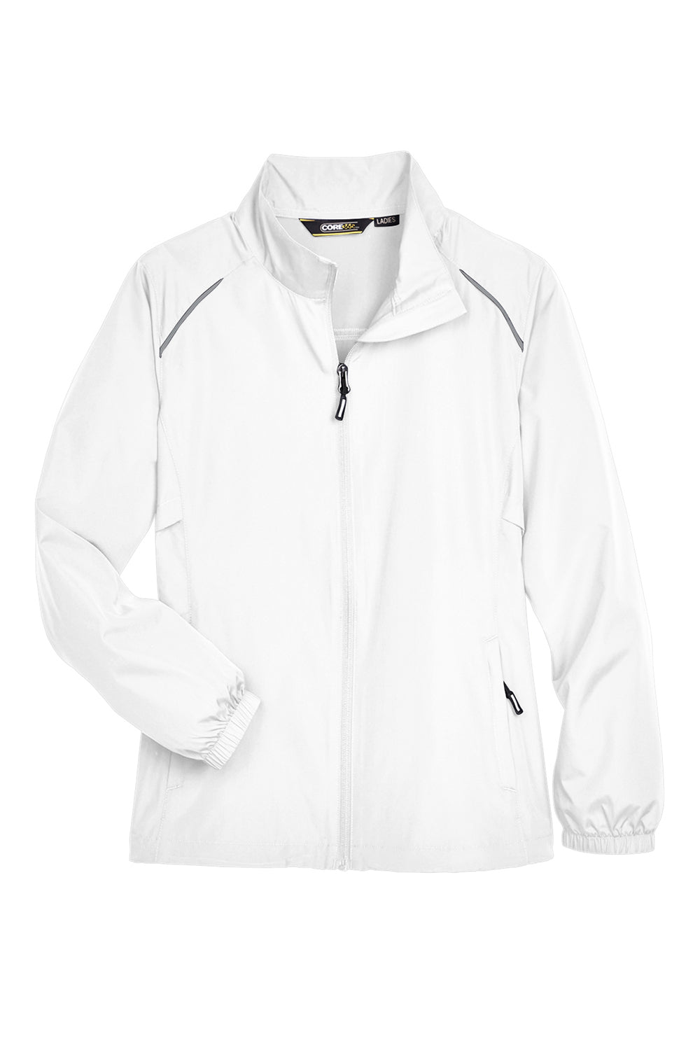 Core 365 78183 Womens Motivate Water Resistant Full Zip Jacket White Flat Front