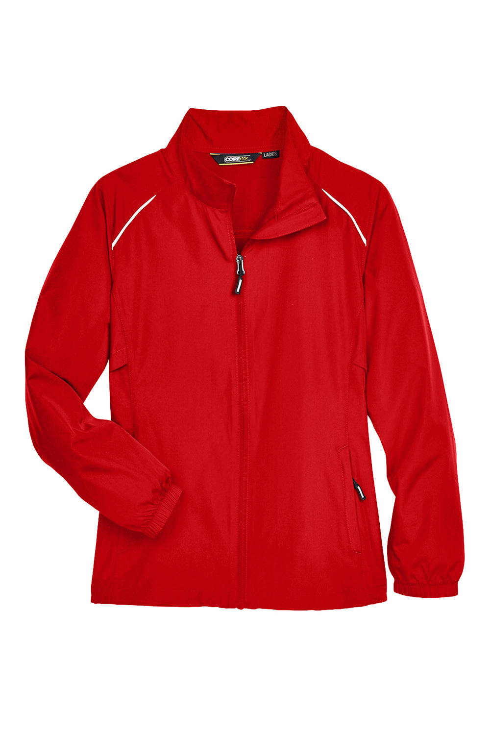 Core 365 78183 Womens Motivate Water Resistant Full Zip Jacket Classic Red Flat Front