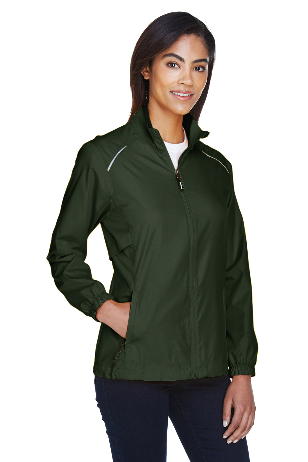 Core 365 78183 Womens Motivate Water Resistant Full Zip Jacket Forest Green Model 3q