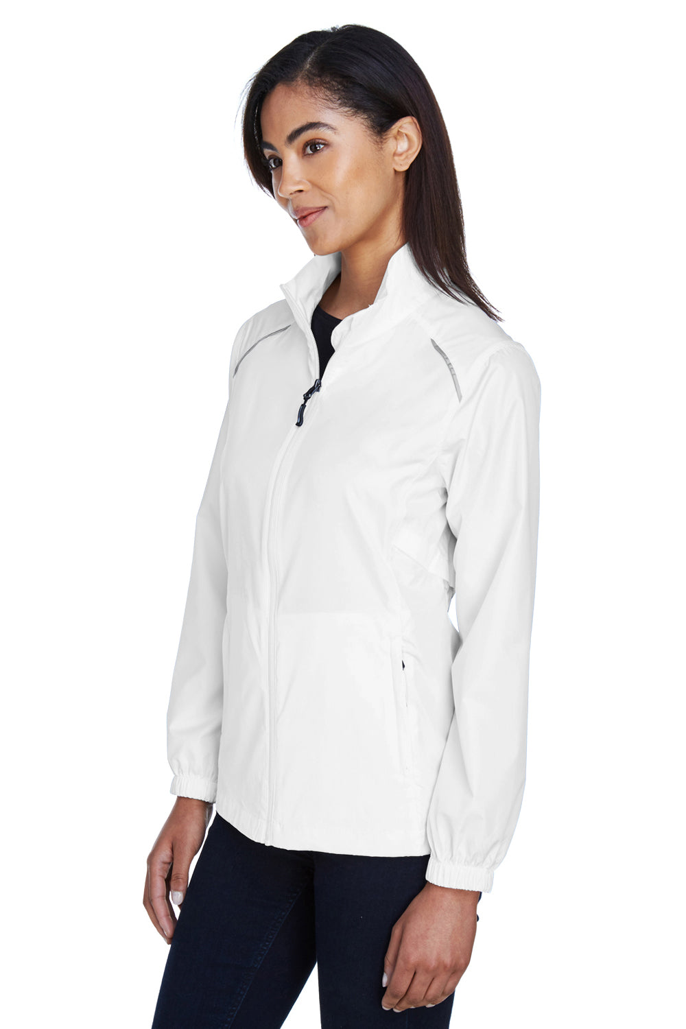 Core 365 78183 Womens Motivate Water Resistant Full Zip Jacket White Model 3q