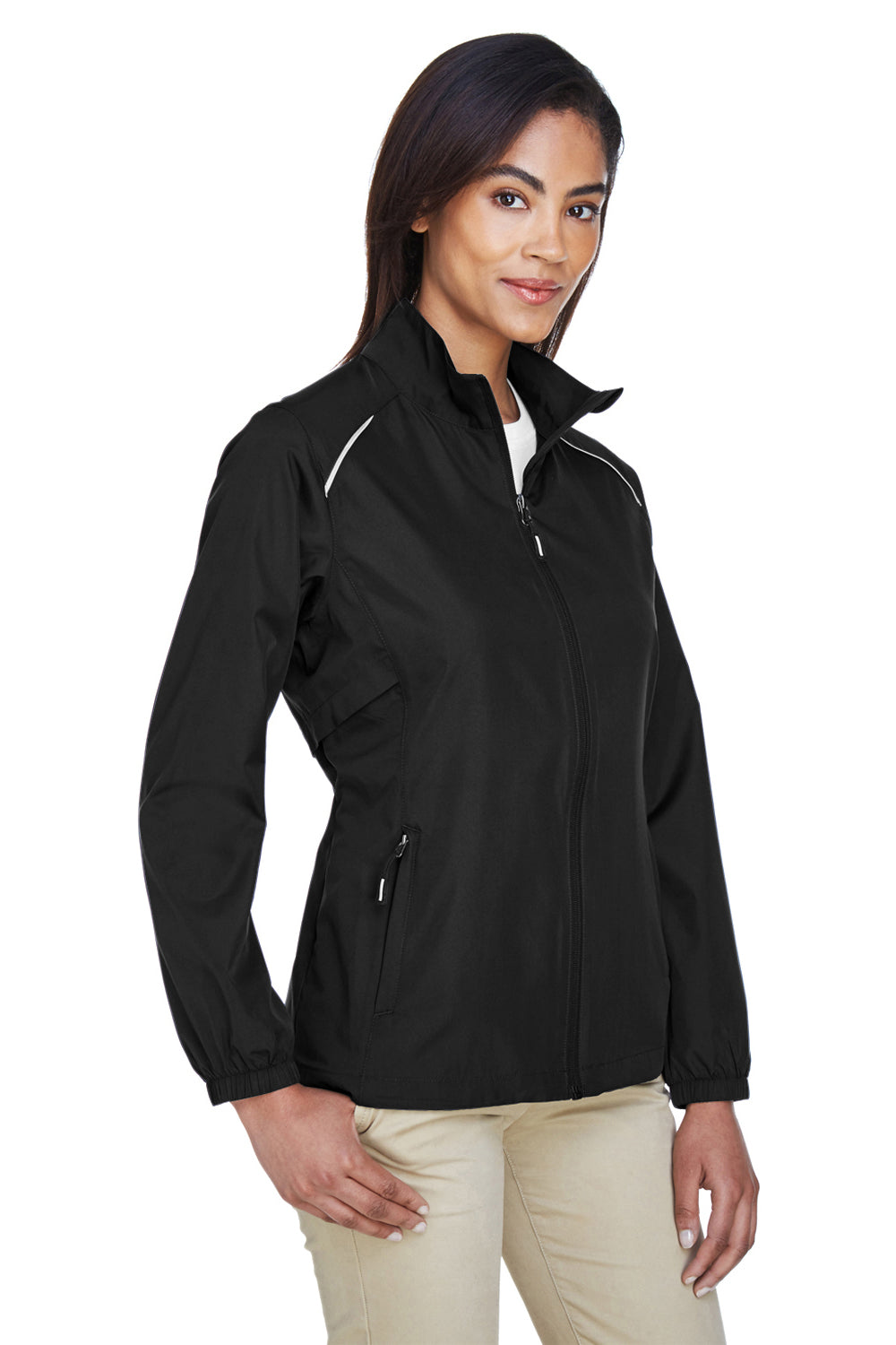 Core 365 78183 Womens Motivate Water Resistant Full Zip Jacket Black Model 3q