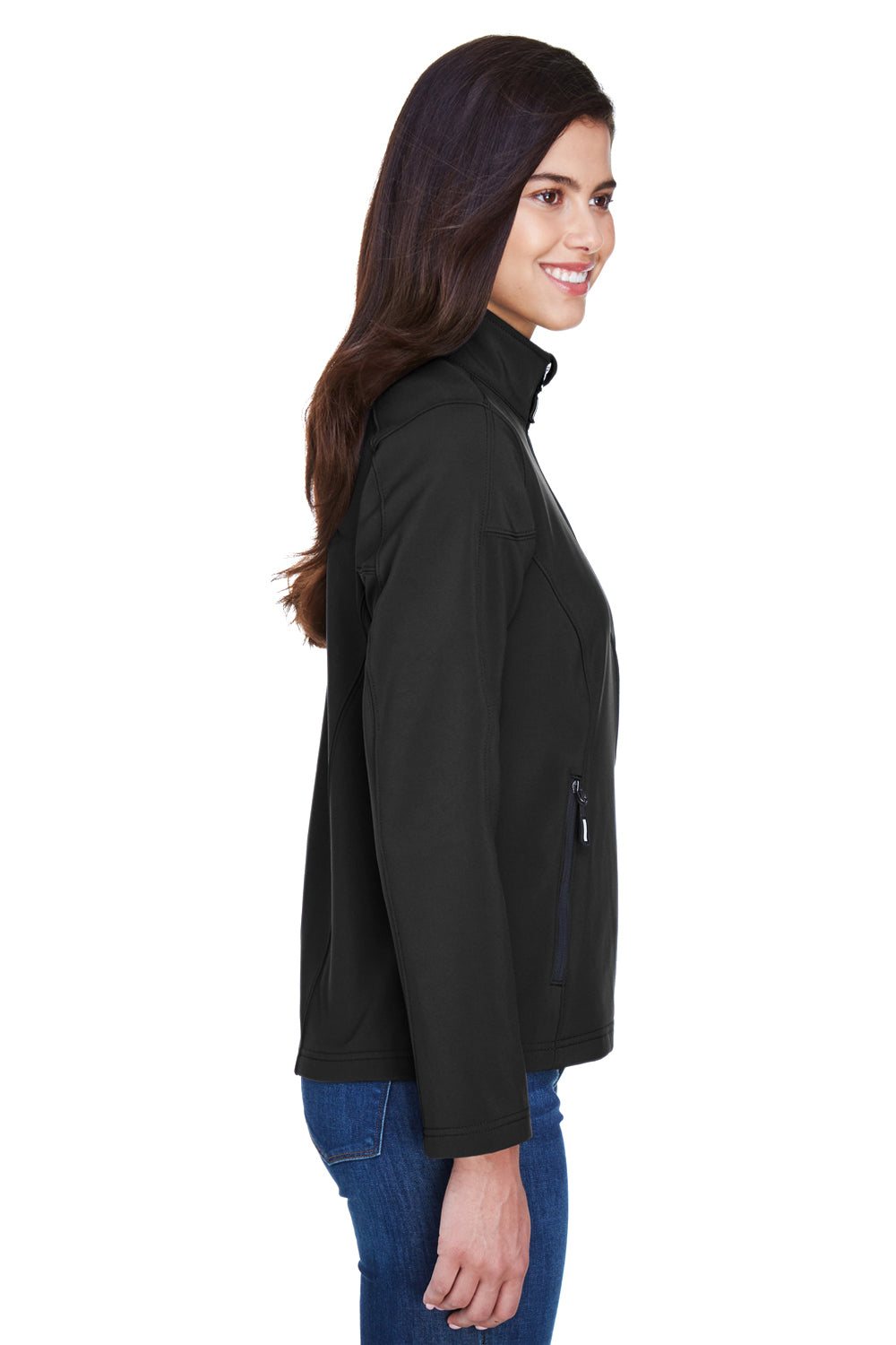 Core 365 78184 Womens Cruise Water Resistant Full Zip Jacket Black Model Side